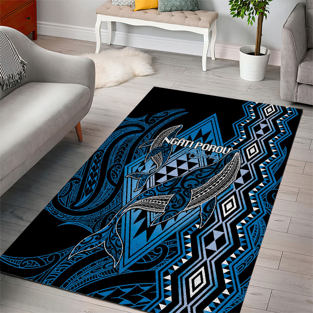 Aotearoa Iwi Ngati Porou Area Rug NZ Maori Humpback Whale Taniko Motifs