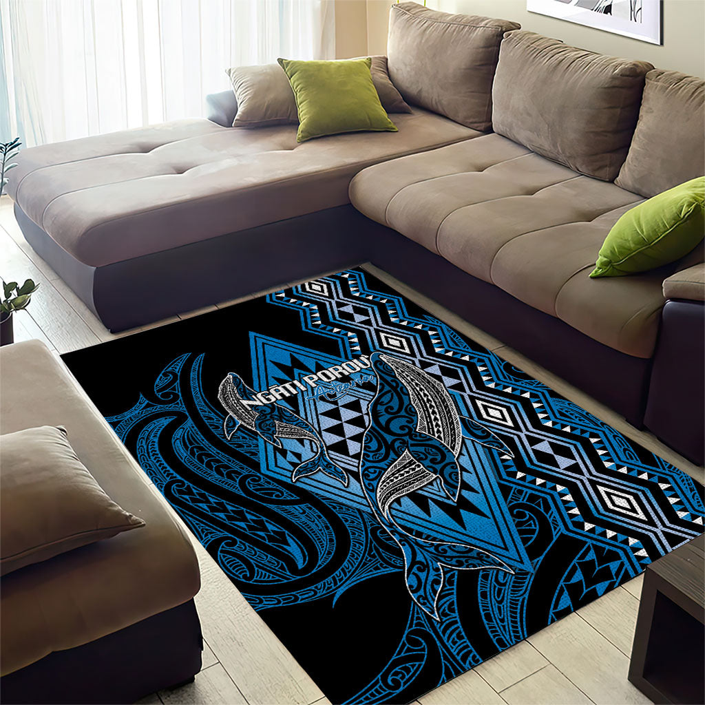 Aotearoa Iwi Ngati Porou Area Rug NZ Maori Humpback Whale Taniko Motifs