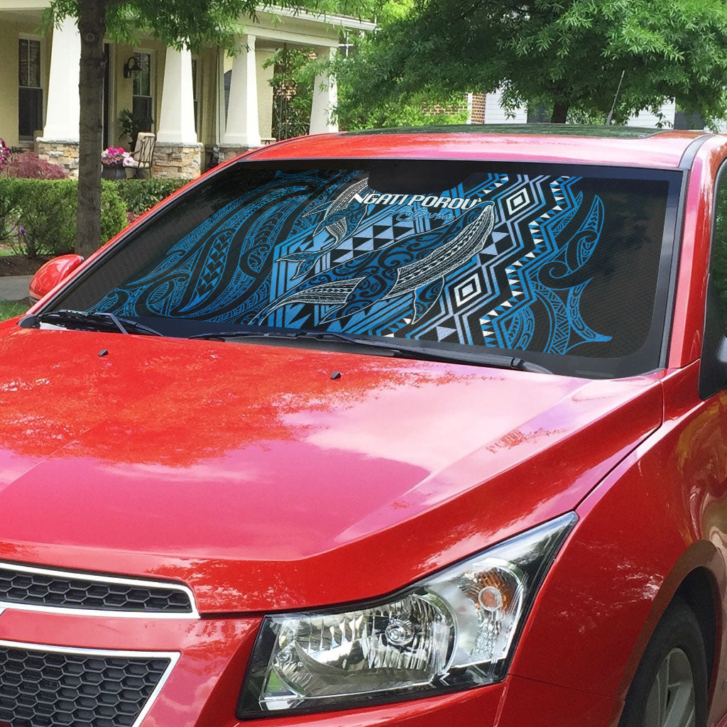 Aotearoa Iwi Ngati Porou Auto Sun Shade NZ Maori Humpback Whale Taniko Motifs