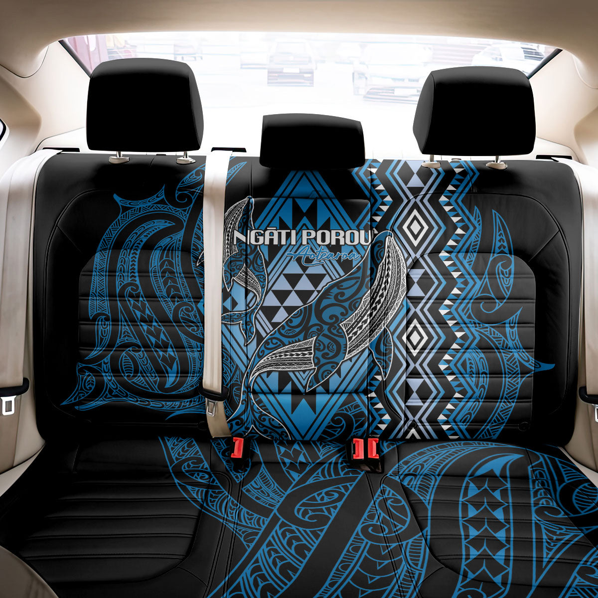 Aotearoa Iwi Ngati Porou Back Car Seat Cover NZ Maori Humpback Whale Taniko Motifs