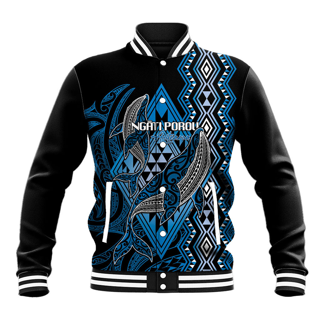 Aotearoa Iwi Ngati Porou Personalised Baseball Jacket NZ Maori Humpback Whale Taniko Motifs