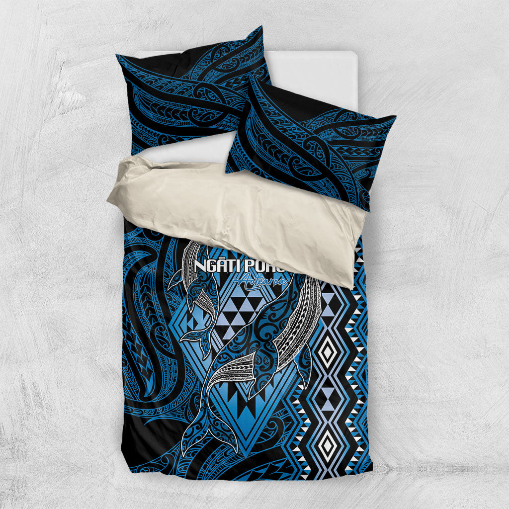 Aotearoa Iwi Ngati Porou Bedding Set NZ Maori Humpback Whale Taniko Motifs