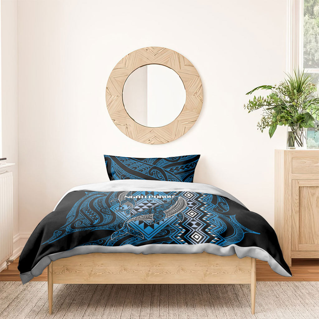 Aotearoa Iwi Ngati Porou Bedding Set NZ Maori Humpback Whale Taniko Motifs