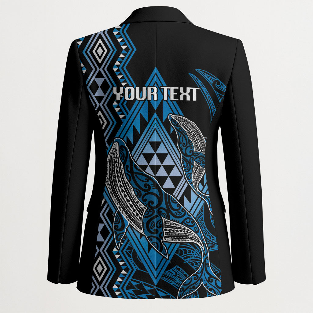 Aotearoa Iwi Ngati Porou Personalised Blazer NZ Maori Humpback Whale Taniko Motifs