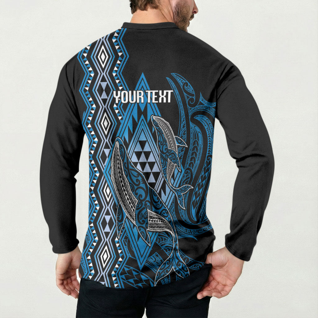 Aotearoa Iwi Ngati Porou Personalised Button Sweatshirt NZ Maori Humpback Whale Taniko Motifs