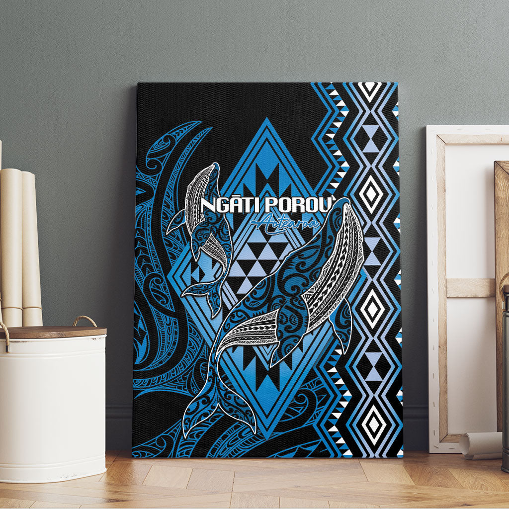 Aotearoa Iwi Ngati Porou Canvas Wall Art NZ Maori Humpback Whale Taniko Motifs