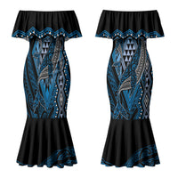 Aotearoa Iwi Ngati Porou Personalised Couples Matching Mermaid Dress and Hawaiian Shirt NZ Maori Humpback Whale Taniko Motifs
