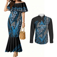 Aotearoa Iwi Ngati Porou Personalised Couples Matching Mermaid Dress and Long Sleeve Button Shirt NZ Maori Humpback Whale Taniko Motifs