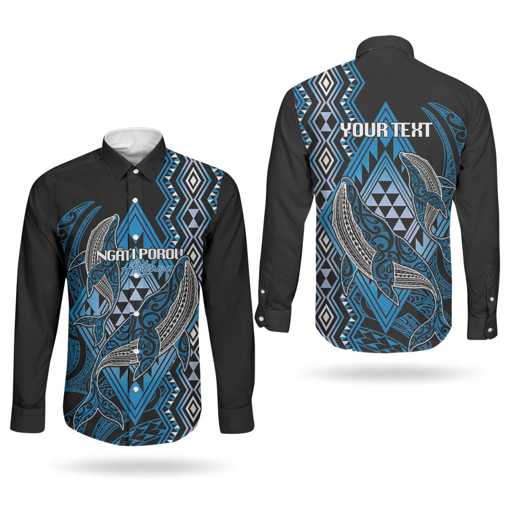 Aotearoa Iwi Ngati Porou Personalised Couples Matching Mermaid Dress and Long Sleeve Button Shirt NZ Maori Humpback Whale Taniko Motifs