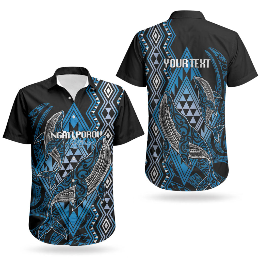 Aotearoa Iwi Ngati Porou Personalised Couples Matching Off The Shoulder Long Sleeve Dress and Hawaiian Shirt NZ Maori Humpback Whale Taniko Motifs