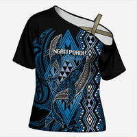 Aotearoa Iwi Ngati Porou Personalised Cross Shoulder Shirt NZ Maori Humpback Whale Taniko Motifs