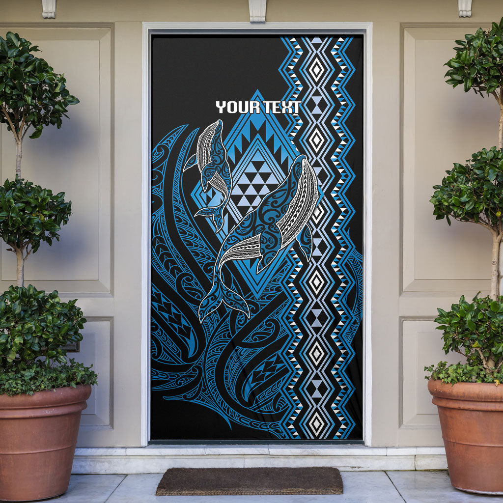 Aotearoa Iwi Ngati Porou Personalised Door Cover NZ Maori Humpback Whale Taniko Motifs