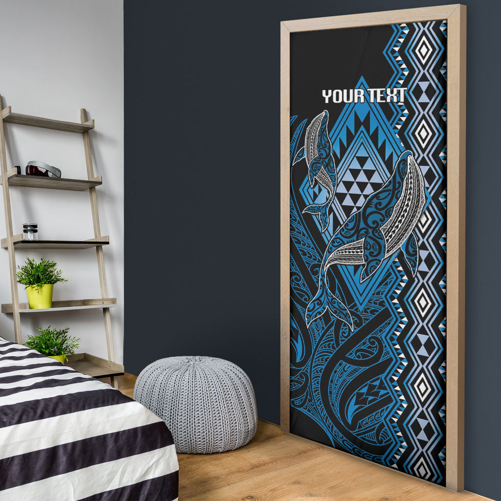 Aotearoa Iwi Ngati Porou Personalised Door Cover NZ Maori Humpback Whale Taniko Motifs