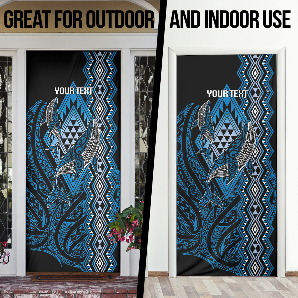 Aotearoa Iwi Ngati Porou Personalised Door Cover NZ Maori Humpback Whale Taniko Motifs