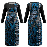 Aotearoa Iwi Ngati Porou Personalised Family Matching Long Sleeve Bodycon Dress and Hawaiian Shirt NZ Maori Humpback Whale Taniko Motifs