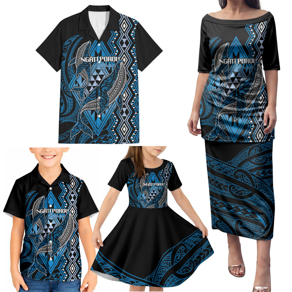 Aotearoa Iwi Ngati Porou Personalised Family Matching Puletasi and Hawaiian Shirt NZ Maori Humpback Whale Taniko Motifs LT14 - Polynesian Pride