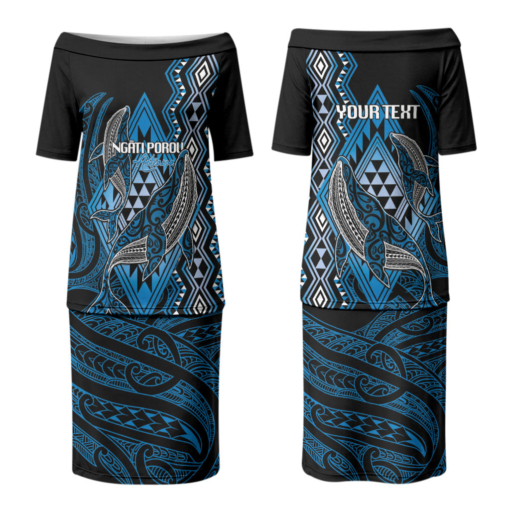 Aotearoa Iwi Ngati Porou Personalised Family Matching Puletasi and Hawaiian Shirt NZ Maori Humpback Whale Taniko Motifs