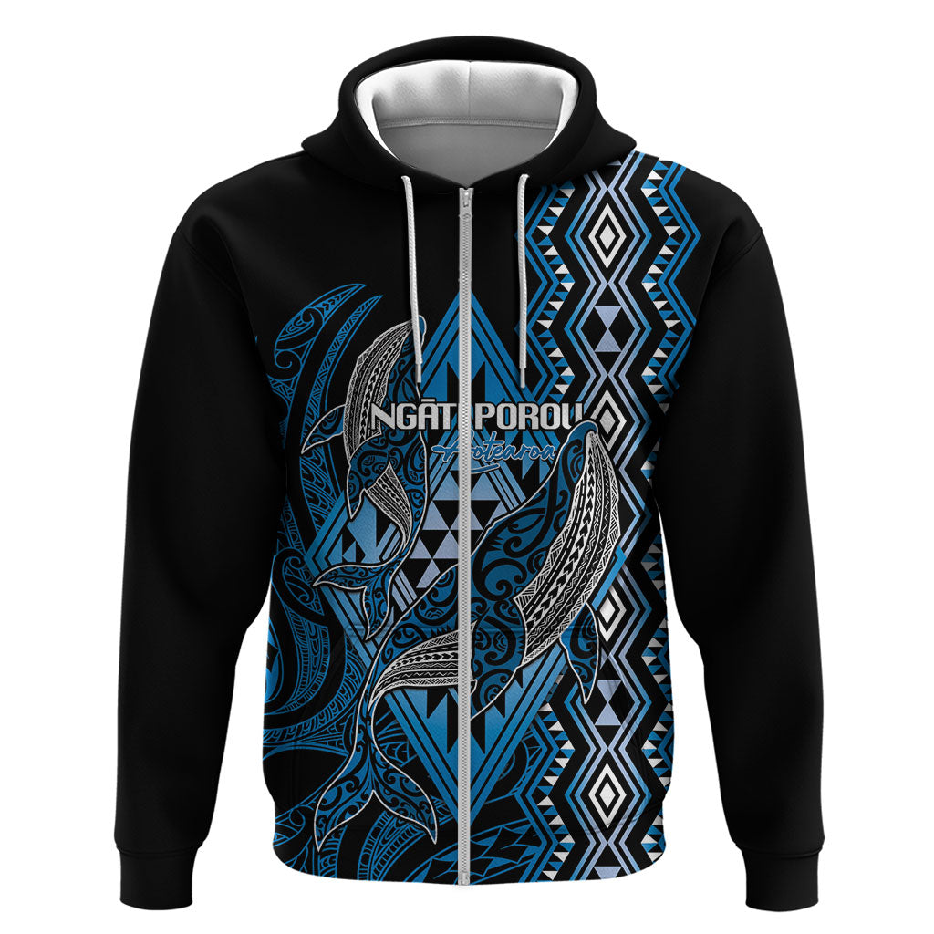 Aotearoa Iwi Ngati Porou Personalised Hoodie NZ Maori Humpback Whale Taniko Motifs