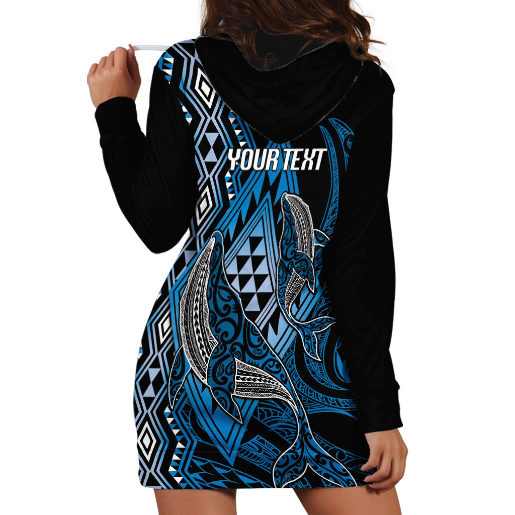 Aotearoa Iwi Ngati Porou Personalised Hoodie Dress NZ Maori Humpback Whale Taniko Motifs