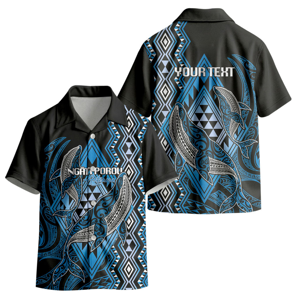 Aotearoa Iwi Ngati Porou Personalised Kid Hawaiian Shirt NZ Maori Humpback Whale Taniko Motifs