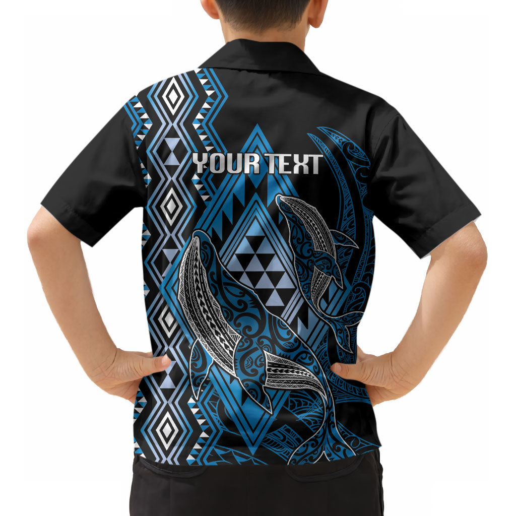Aotearoa Iwi Ngati Porou Personalised Kid Hawaiian Shirt NZ Maori Humpback Whale Taniko Motifs