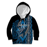 Aotearoa Iwi Ngati Porou Personalised Kid Hoodie NZ Maori Humpback Whale Taniko Motifs