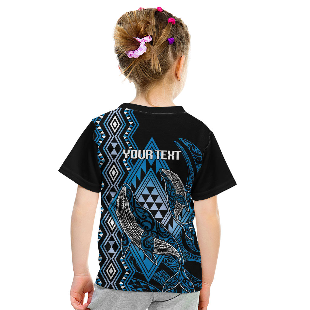 Aotearoa Iwi Ngati Porou Personalised Kid T Shirt NZ Maori Humpback Whale Taniko Motifs