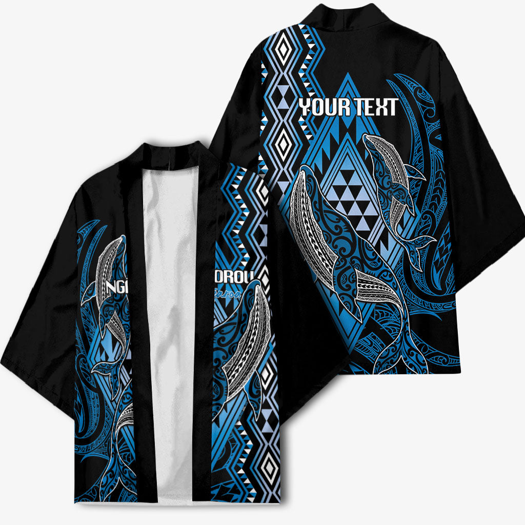 Aotearoa Iwi Ngati Porou Personalised Kimono NZ Maori Humpback Whale Taniko Motifs