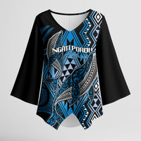 Aotearoa Iwi Ngati Porou Personalised Kimono Sleeve Blouse NZ Maori Humpback Whale Taniko Motifs