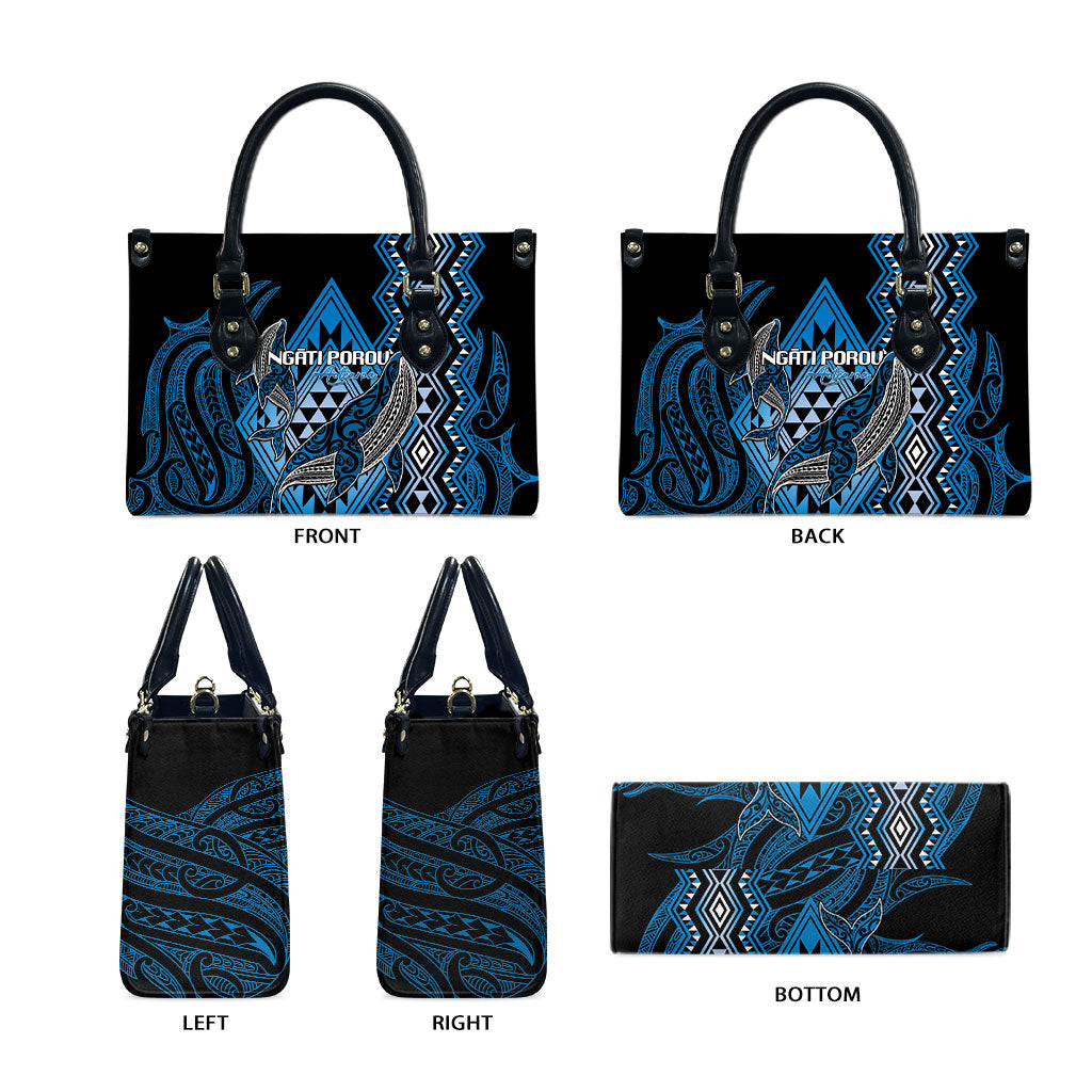 Aotearoa Iwi Ngati Porou Leather Bag NZ Maori Humpback Whale Taniko Motifs