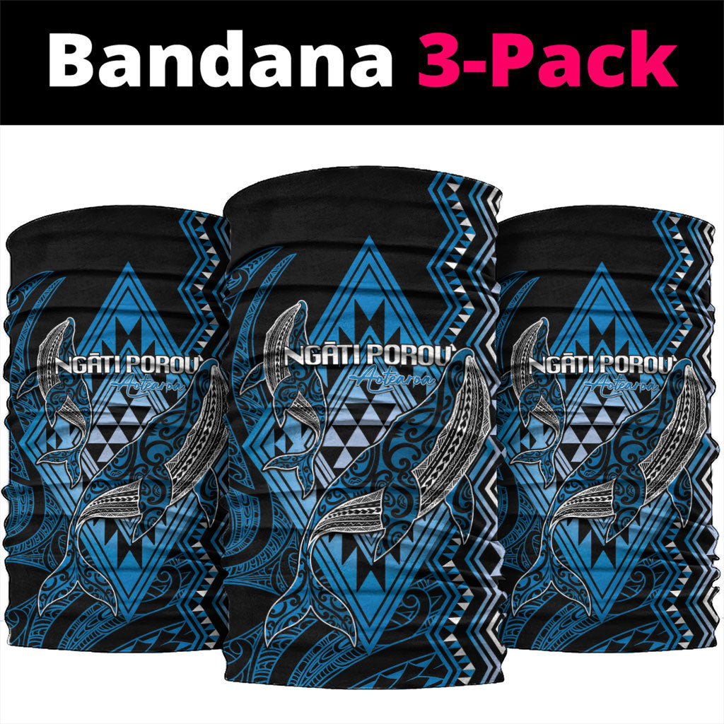 Aotearoa Iwi Ngati Porou Neck Gaiter NZ Maori Humpback Whale Taniko Motifs LT14 package One Size: 25*50cm Blue - Polynesian Pride