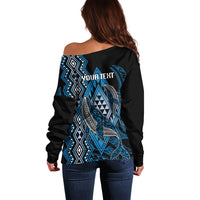 Aotearoa Iwi Ngati Porou Personalised Off Shoulder Sweater NZ Maori Humpback Whale Taniko Motifs
