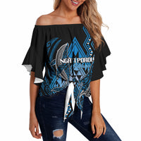 Aotearoa Iwi Ngati Porou Personalised Off Shoulder Wrap Waist Top NZ Maori Humpback Whale Taniko Motifs