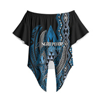 Aotearoa Iwi Ngati Porou Personalised Off Shoulder Wrap Waist Top NZ Maori Humpback Whale Taniko Motifs