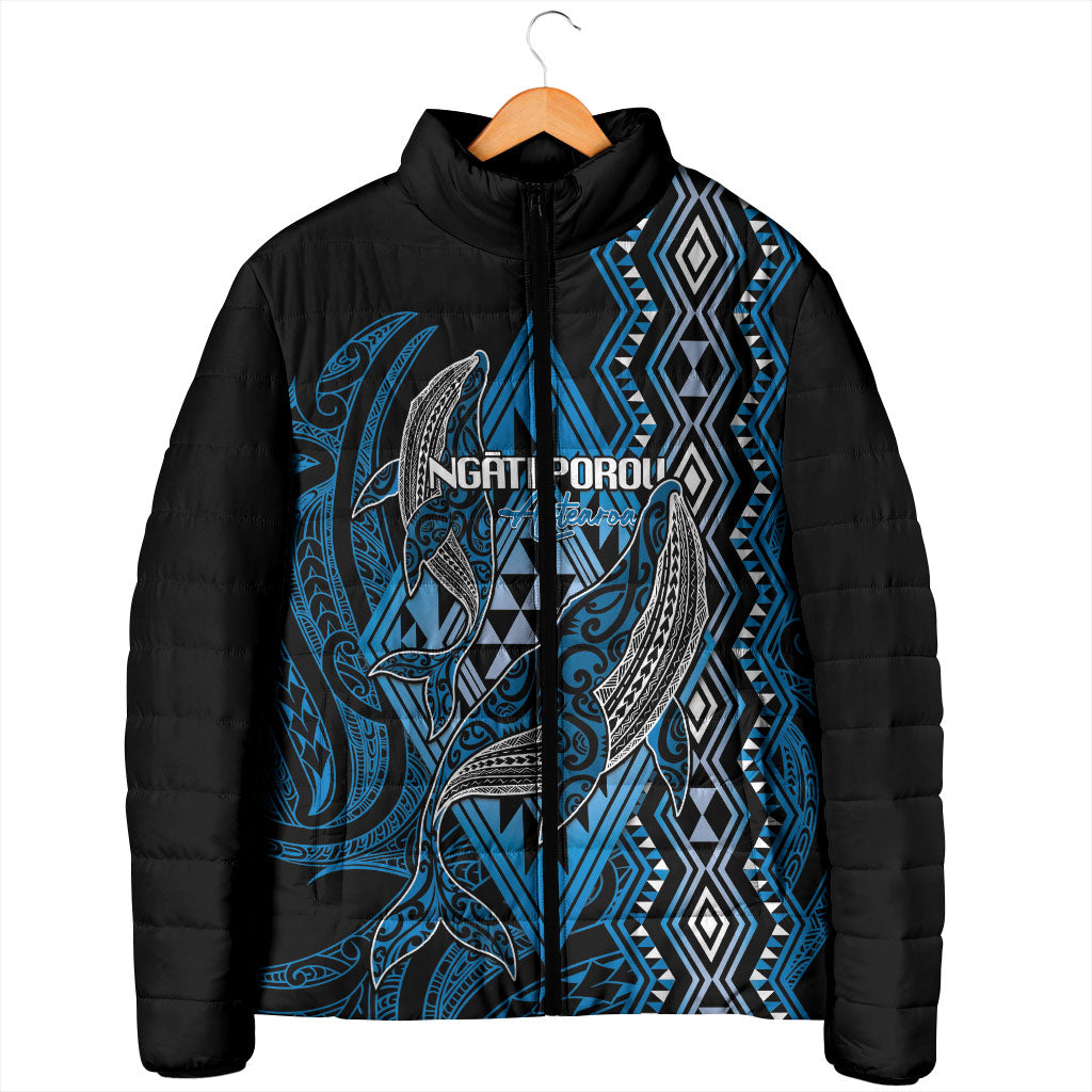 Aotearoa Iwi Ngati Porou Personalised Padded Jacket NZ Maori Humpback Whale Taniko Motifs