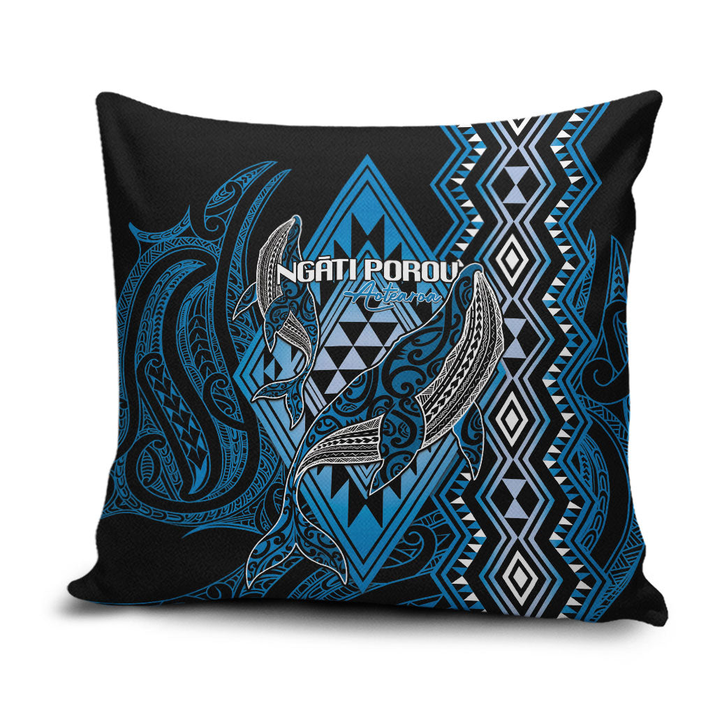 Aotearoa Iwi Ngati Porou Pillow Cover NZ Maori Humpback Whale Taniko Motifs LT14 Blue - Polynesian Pride