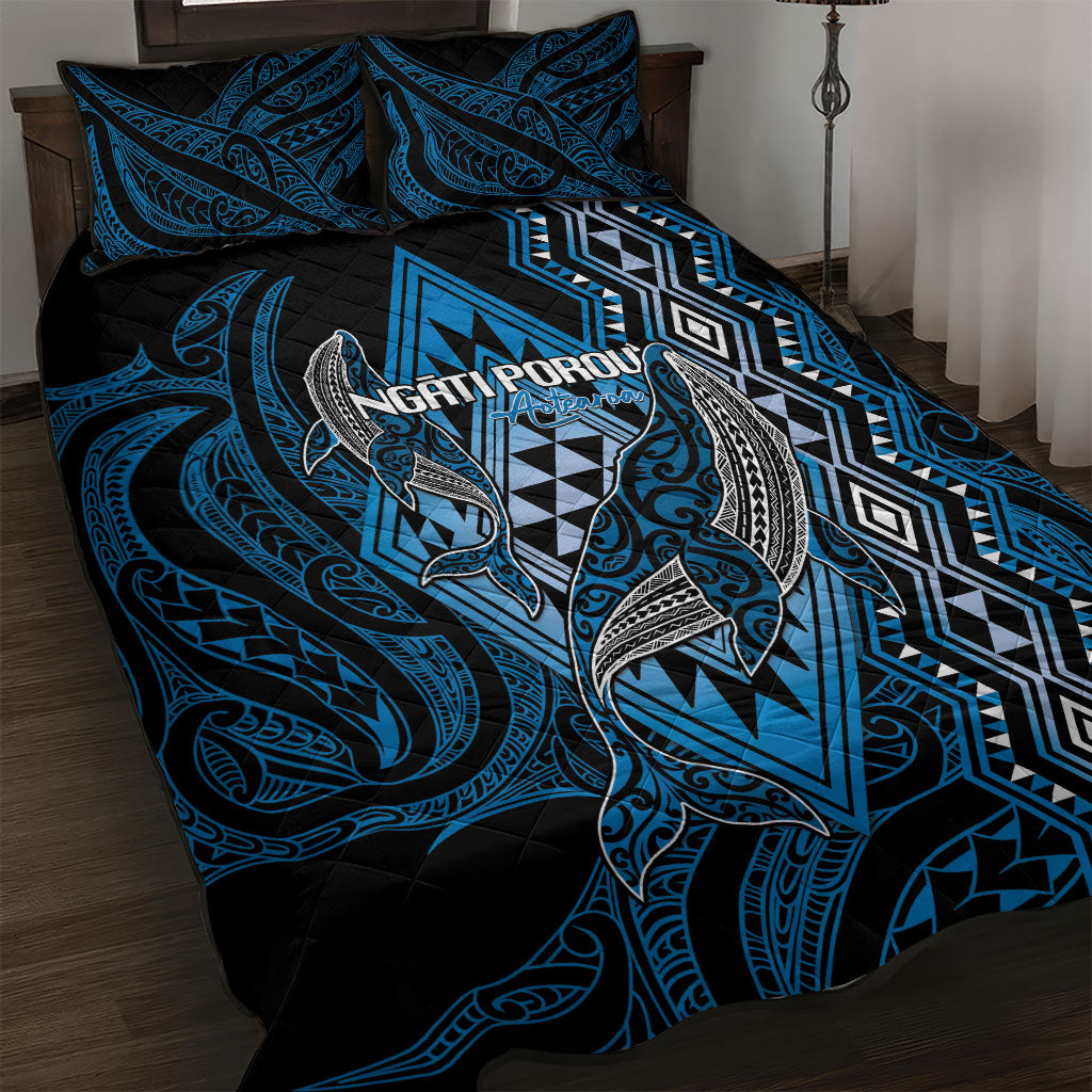 Aotearoa Iwi Ngati Porou Quilt Bed Set NZ Maori Humpback Whale Taniko Motifs