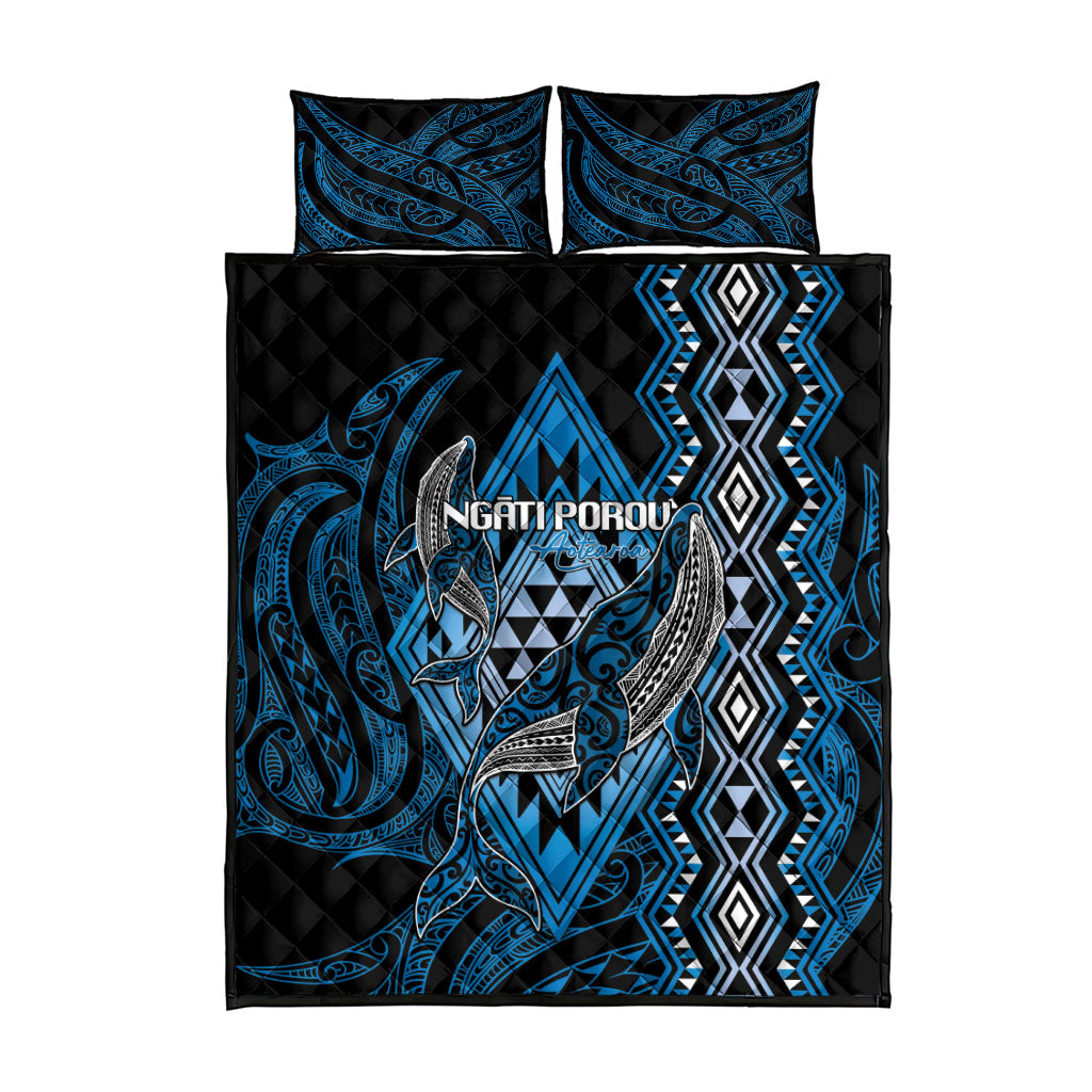 Aotearoa Iwi Ngati Porou Quilt Bed Set NZ Maori Humpback Whale Taniko Motifs