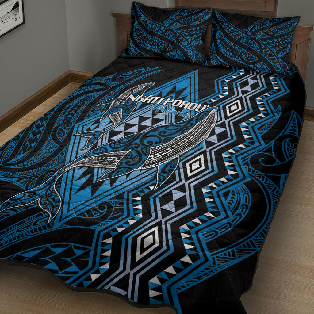 Aotearoa Iwi Ngati Porou Quilt Bed Set NZ Maori Humpback Whale Taniko Motifs