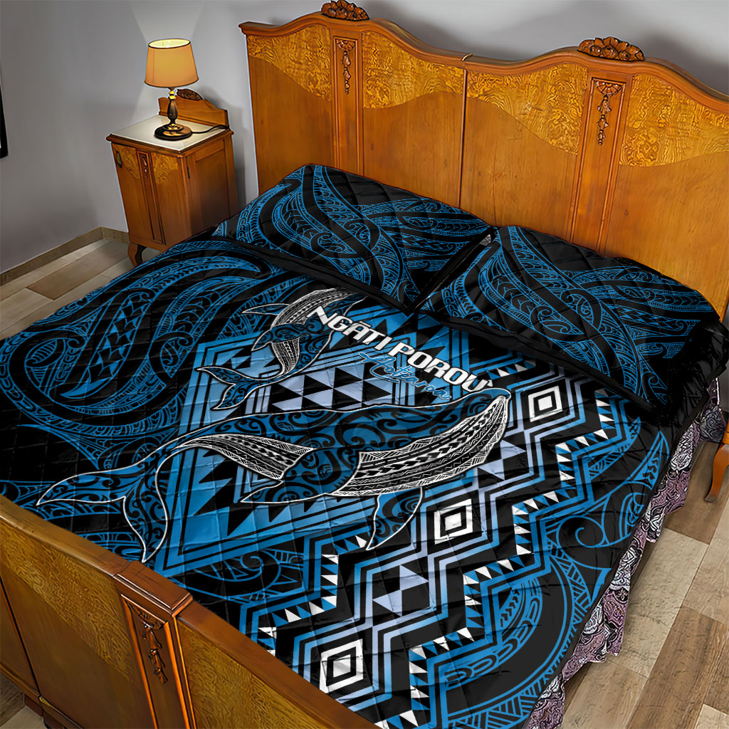 Aotearoa Iwi Ngati Porou Quilt Bed Set NZ Maori Humpback Whale Taniko Motifs