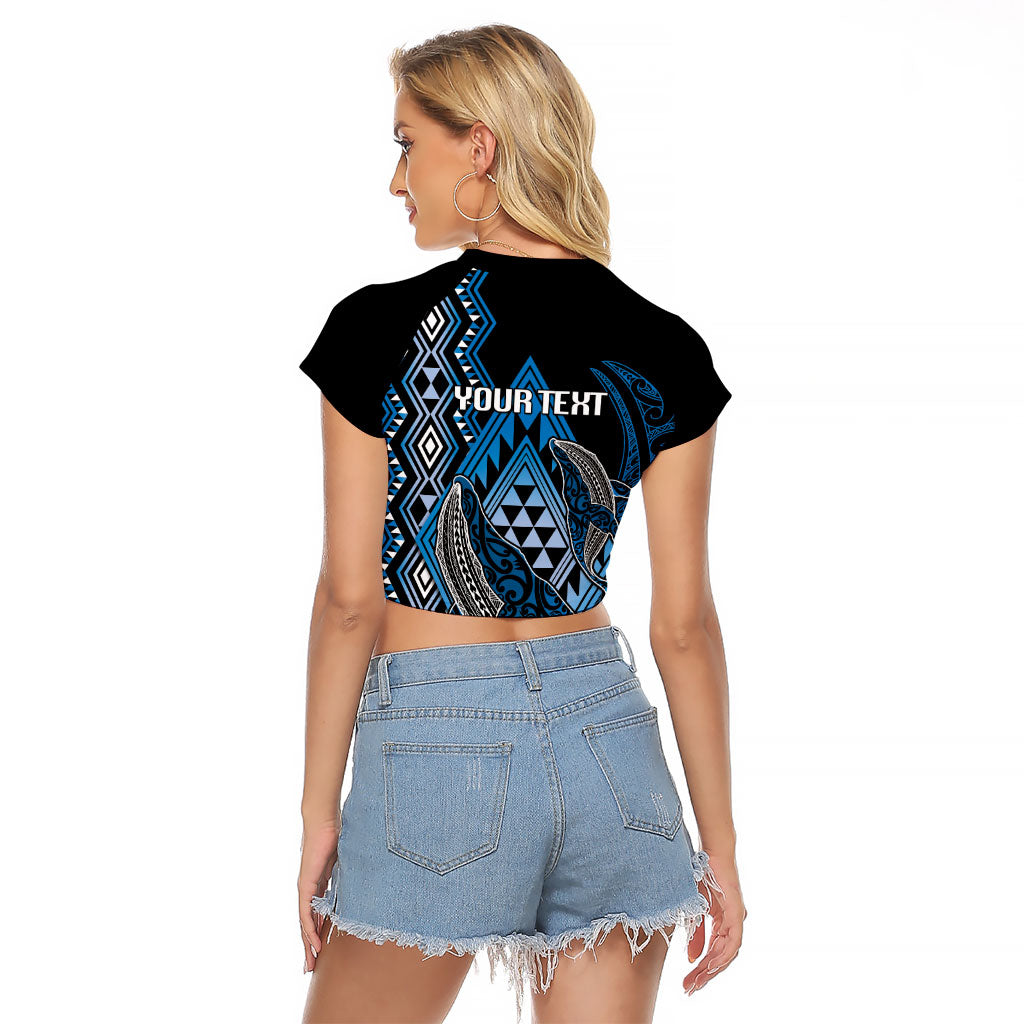 Aotearoa Iwi Ngati Porou Personalised Raglan Cropped T Shirt NZ Maori Humpback Whale Taniko Motifs