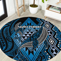 Aotearoa Iwi Ngati Porou Round Carpet NZ Maori Humpback Whale Taniko Motifs