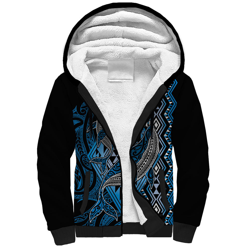 Aotearoa Iwi Ngati Porou Personalised Sherpa Hoodie NZ Maori Humpback Whale Taniko Motifs