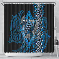 Aotearoa Iwi Ngati Porou Shower Curtain NZ Maori Humpback Whale Taniko Motifs