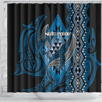 Aotearoa Iwi Ngati Porou Shower Curtain NZ Maori Humpback Whale Taniko Motifs