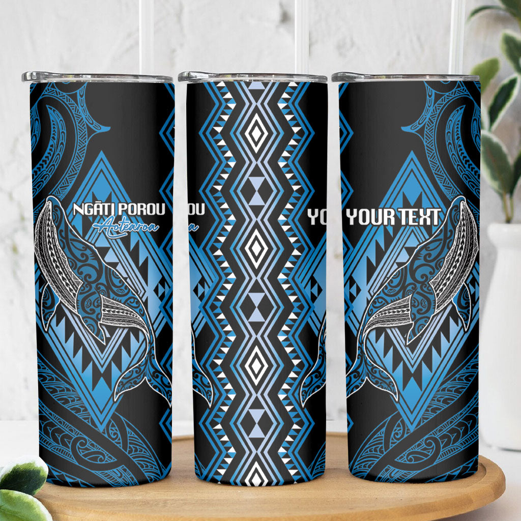 Aotearoa Iwi Ngati Porou Personalised Skinny Tumbler NZ Maori Humpback Whale Taniko Motifs