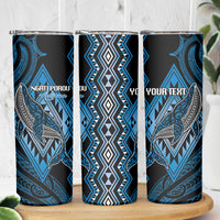 Aotearoa Iwi Ngati Porou Personalised Skinny Tumbler NZ Maori Humpback Whale Taniko Motifs