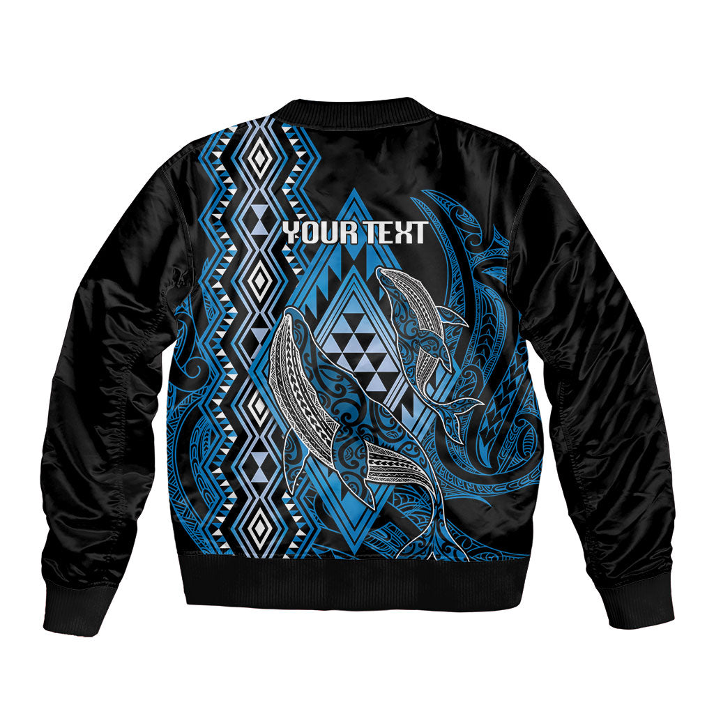 Aotearoa Iwi Ngati Porou Personalised Sleeve Zip Bomber Jacket NZ Maori Humpback Whale Taniko Motifs