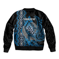 Aotearoa Iwi Ngati Porou Personalised Sleeve Zip Bomber Jacket NZ Maori Humpback Whale Taniko Motifs