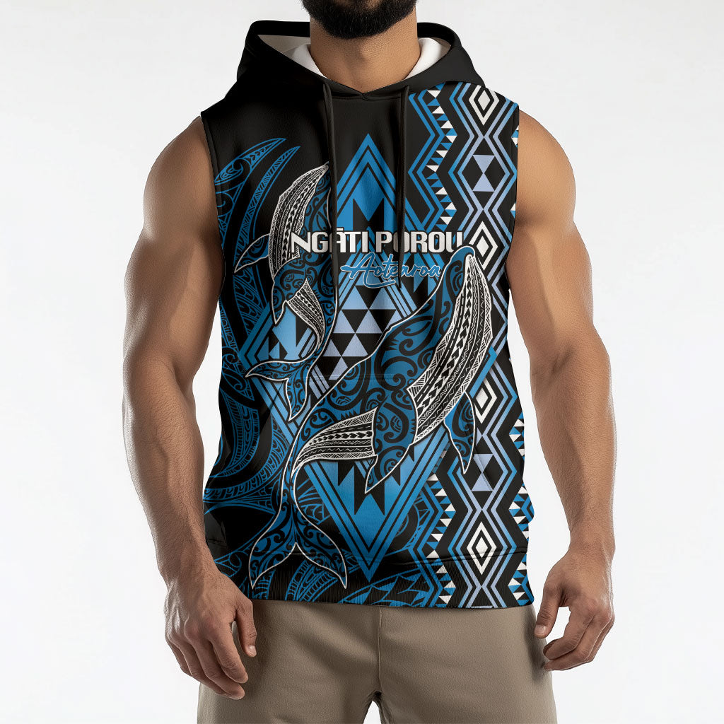 Aotearoa Iwi Ngati Porou Personalised Sleeveless Hoodie NZ Maori Humpback Whale Taniko Motifs